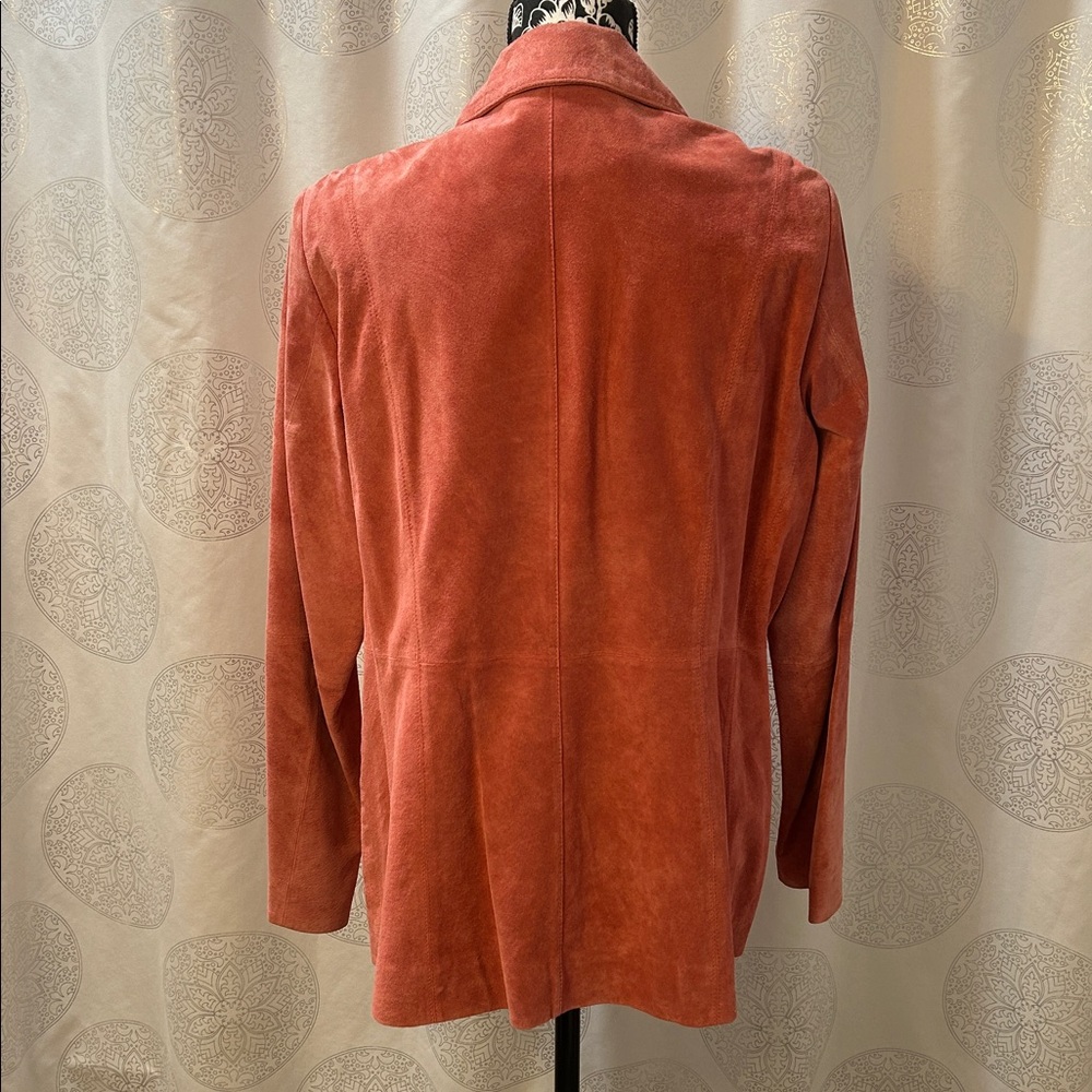 Parisian Signature Women's Suede Real Leather Jacket Blazer Pink Coral L - Picture 6 of 15